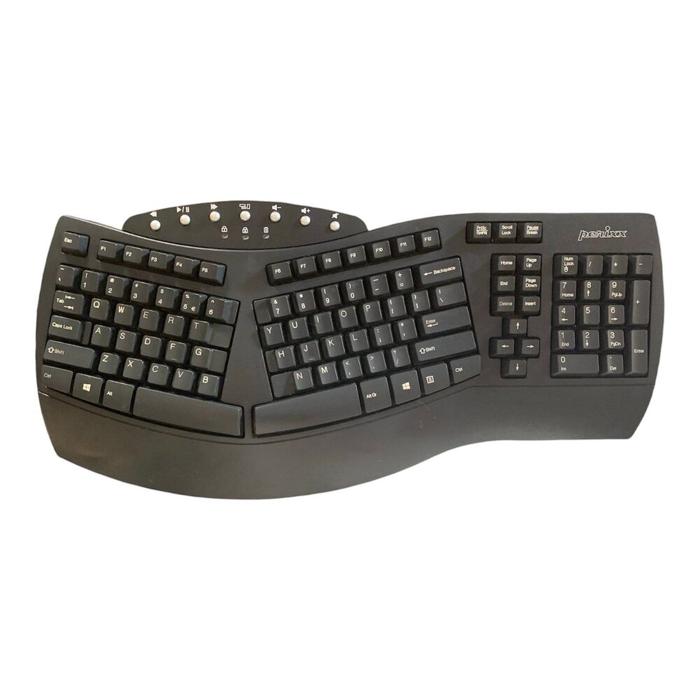 Black Perixx PERIBOARD-612 wireless ergonomic split keyboard